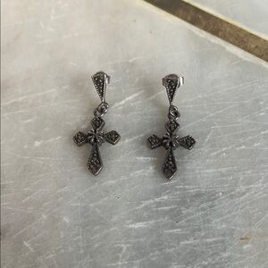 Elegant Silver Cross Earrings